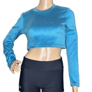 Urban Outfitters fuzzy blue long sleeve crop top large